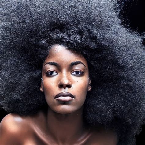 A Black Woman With Bold Hair Swims In A Pool Of Of Midjourney