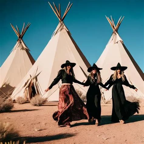 Two Witches In The Desert In Front Of Teepees Kissin