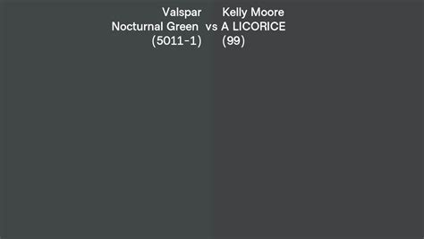 Valspar Nocturnal Green 5011 1 Vs Kelly Moore A Licorice 99 Side By Side Comparison