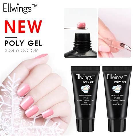 Ellwings Gel Lacquer Quick Building Nail Poly Gel Extension Crystal