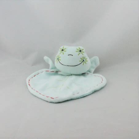 Doudou Plat Grenouille Bleu Vert Rouge Takinou