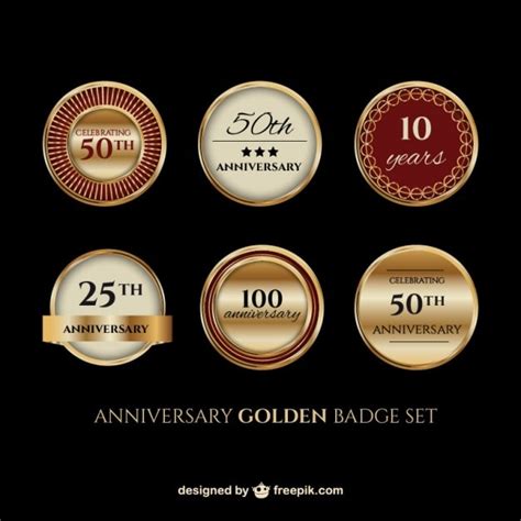 Premium Vector Anniversary Golden Badge Set