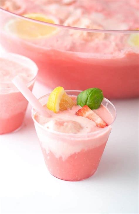 Raspberry Lemonade Punch With Sherbet Raspberry