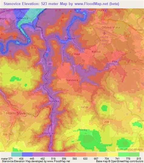 Elevation Of Stanovice Czech Republic Elevation Map Topography Contour