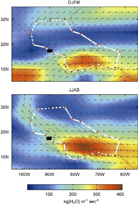 Vertically Integrated Water Vapor Flux For Boreal Winter Top And