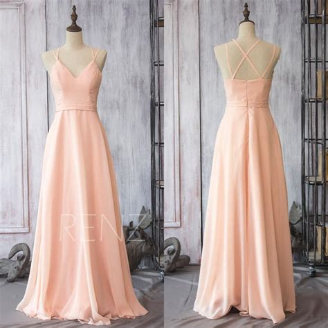 2015 Peach Chiffon Bridesmaid Dress Blush Pink Wedding Dress