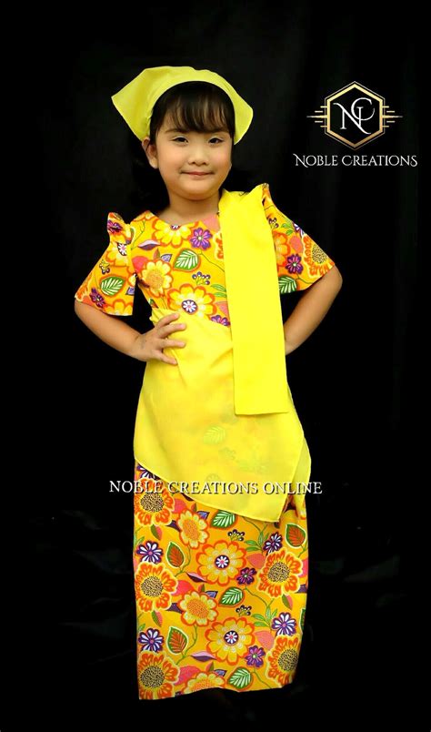 KIDS FILIPINIANA DRESS Floral Patadyong Philippine National Costume ...