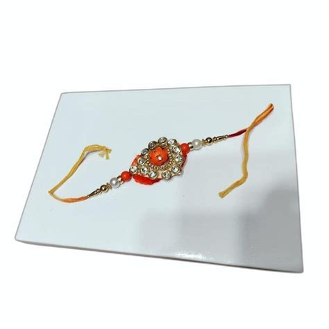 Bhaiya Bhabhi Rakhis Bracelet Yellow Threads Stone Lumba Rakhi At Rs