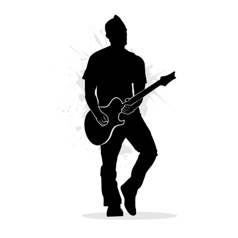 Silhouette Of Man Playing Guitar Vector Illustration Playing Guitar