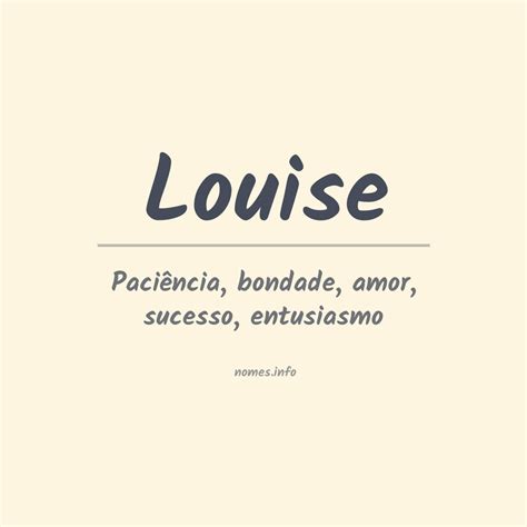 Significado De Louise Na Bíblia LIBRAIN