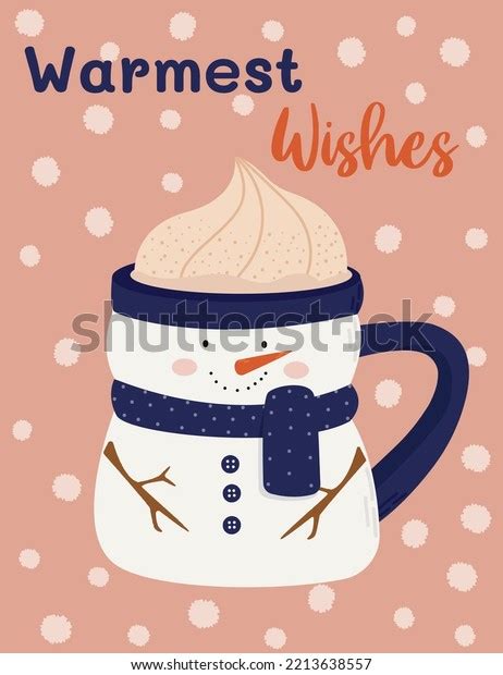 Postcard Winter Holiday Hot Drink Snowman Stock Vector Royalty Free Shutterstock