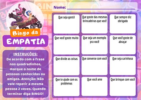 Bingo Da Empatia Aitividade Bingo Da Empatia Bingo Da EMPATIA