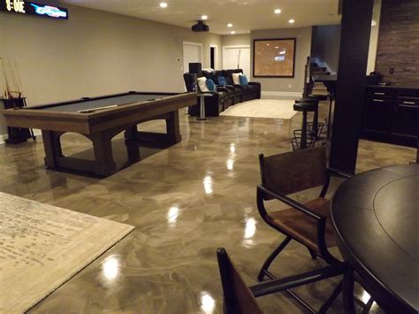 Epoxy with metallic marble design for a basement | Metallic epoxy floor