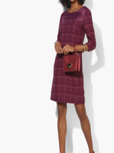 Buy Marks And Spencer Women Purple Checked Sheath Dress Dresses For Women 7114591 Myntra