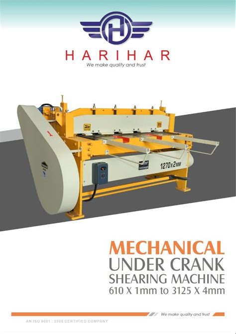 Mechanical Under Crank Shearing Machine Max Shear Width 1000 2000 Mm