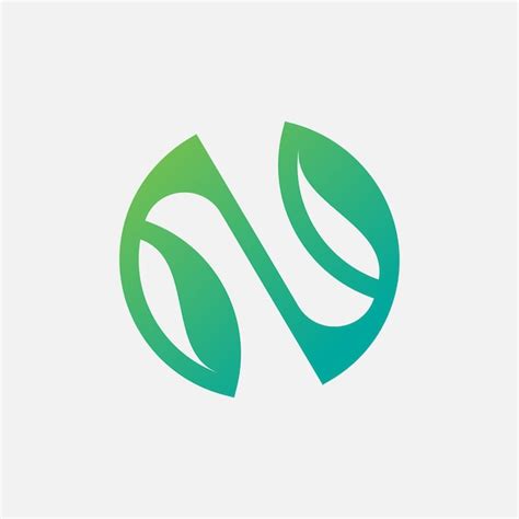 Design de logotipo ecológico de folha verde da natureza a letra N