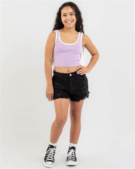 Shop Mooloola Girls Basic Knit Top In Lavender White Fast Shipping And Easy Returns City