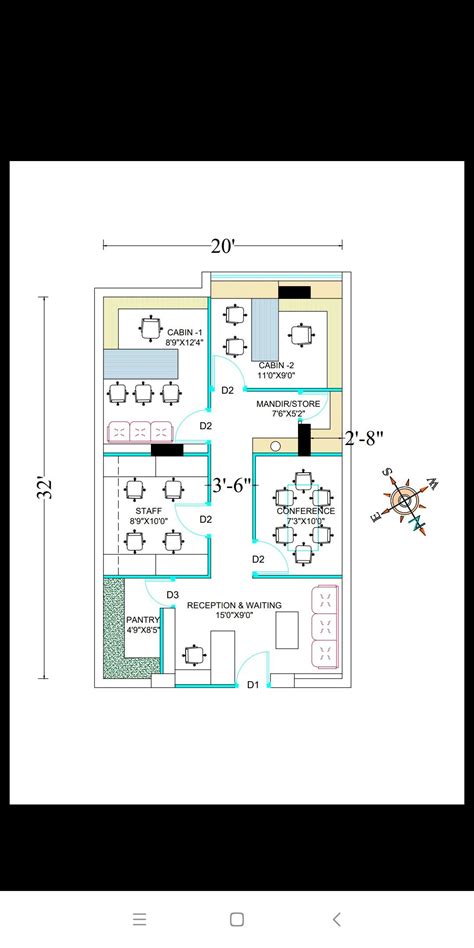 Small Office Plan for 600sqft Area