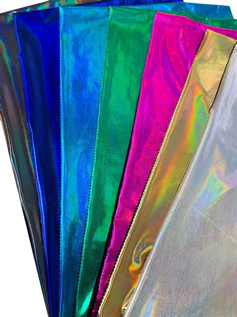 Holographic Metallic Foil On 2 Way Stretch Polyester Spandex Etsy