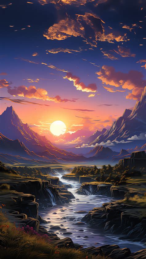 Sunrise Mountain River 4K #2670j Wallpaper PC Desktop