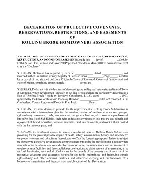 Fillable Online Declaration Of Protective Covenants Reservations