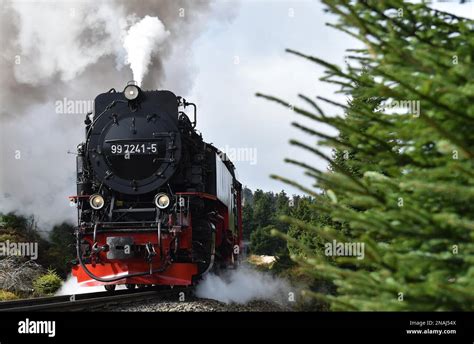 Steam Locomotive Of The Harz Narrow Gauge Railway On Its Way To The