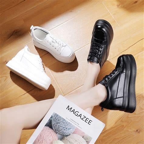 Wwomen Breathable Sneakers Increased Platform Shoes 9cm Casual Footwear