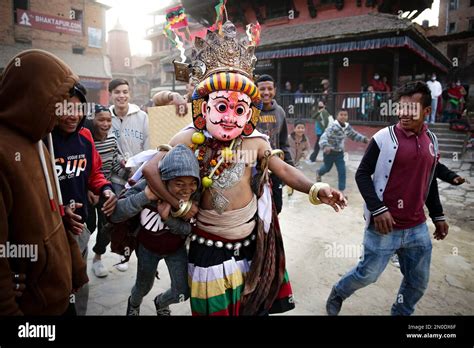 Nepal Th Feb A Deity Chase Devotees As The Part Of Navadurga