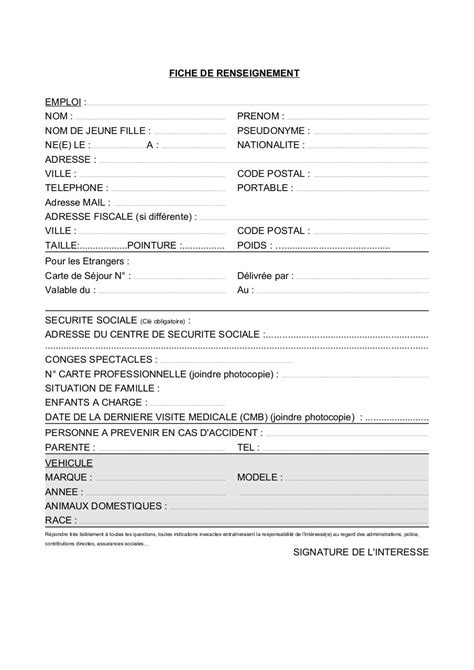 Fiche De Renseignement Par Moreau Agnes Fichier Pdf