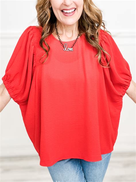 Feeling Sassy Short Sleeve Top With Smock Details At Shoulders Emma