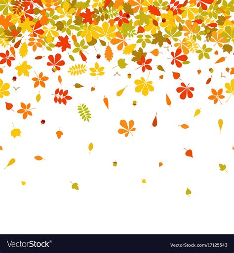 Seamless border autumn falling leaf on white Vector Image