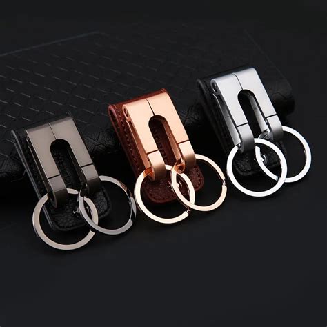 High Quality Waist Hanging Keychain Through Belt Genuine Leather Car