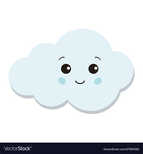 Cute Blue Cloud Icon Isolated On White Background Vector Image