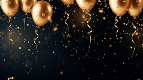 Premium AI Image | golden balloons on a black background holiday party