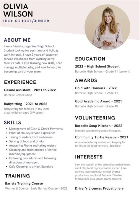 Free Custom Printable High School Resume Templates Canva