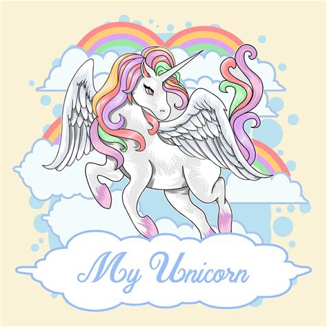 Unicorn With Wings And Rainbow S 1019271 Vector Art At Vecteezy