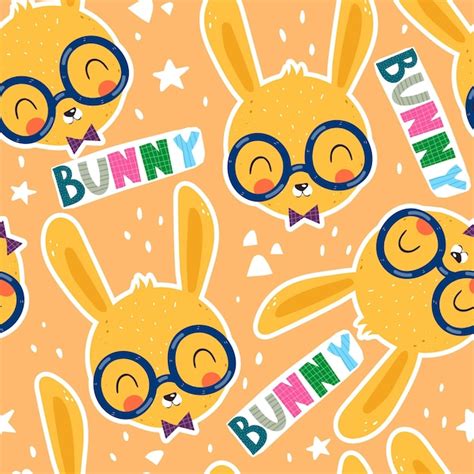 Premium Vector Seamless Pattern With Cartoon Rabbit