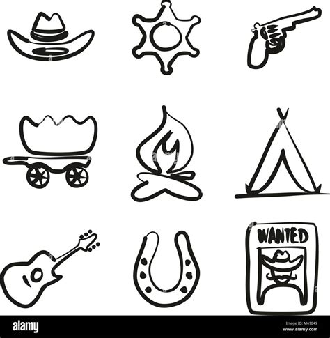 Wild West Icons Freehand Stock Vector Image And Art Alamy