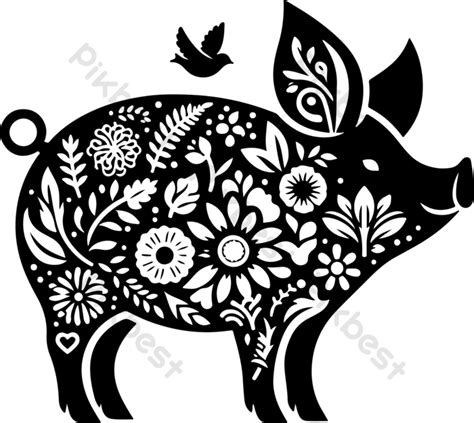 Pig Silhouette Vector Drawing PNG Images | EPS Free Download - Pikbest