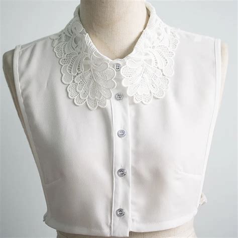 Fashion Women Lace Collar White Chiffon Floral Fake Detachable Collars