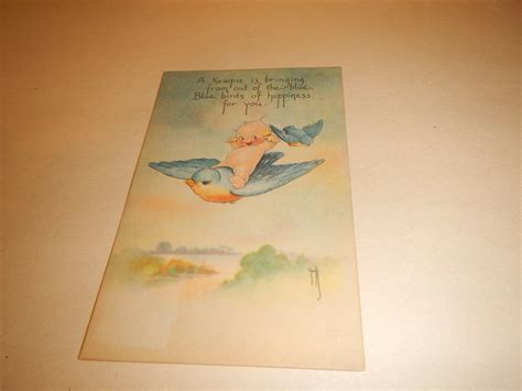 Original Kewpie Postcard Artist Signed Rose O Neill Gibson Bluebird