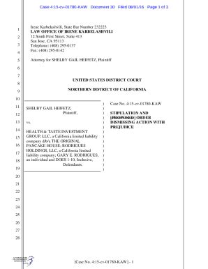 Fillable Online Stipulation And Proposed Order Of Dismissal Docx Fax