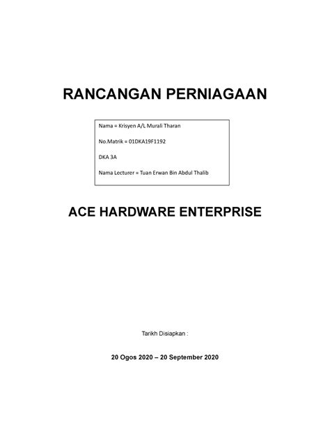 Contoh Kertas Kerja Untuk Perniagaan Tempat Tyaresmendez