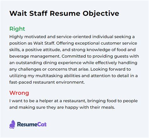 Top 18 Wait Staff Resume Objective Examples ResumeCat