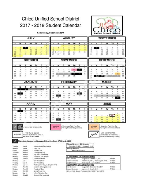 Chico Unified School District Calendars – Chico, CA