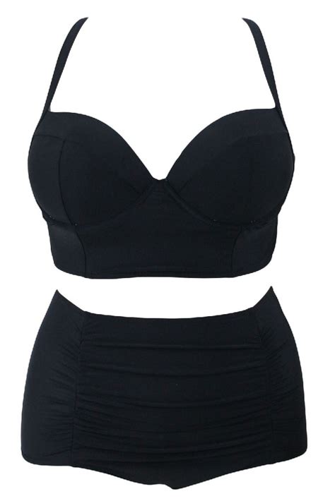 Plus Size Swimwear 4x 6x Bustier Bikini Top And High Waist Bottom Sexy