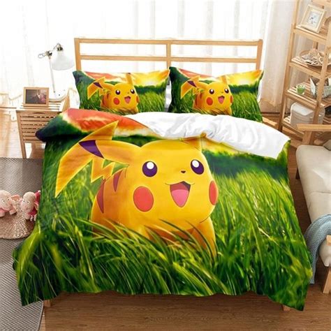 Parure De Lit avec 2 Taie Oreiller Pokemon Pokémon Pikachu Housse