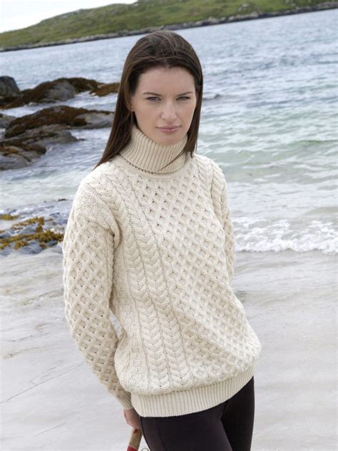 Pull Traditionnel Irlandais Chaud Col Roul Laine M Rinos Mixte Aran Crafts