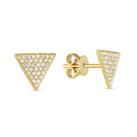 14K Yellow Gold Diamond Pavé Triangle Stud Earrings Borsheims