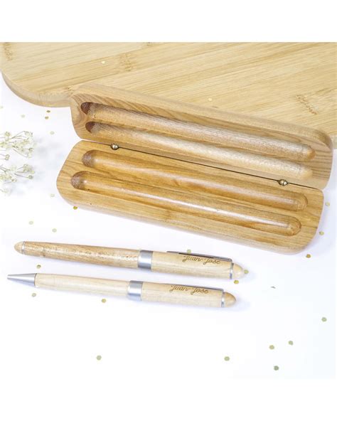 Coffret en bois personnalisé et 2 stylos pour papy Ourson Câlin